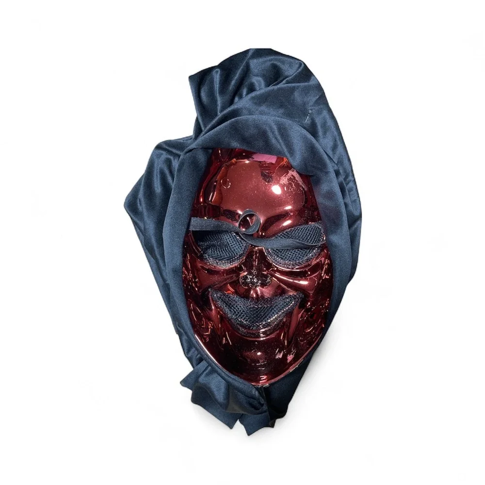 Red Chrome Mask with Black Mesh Scary Halloween Costume